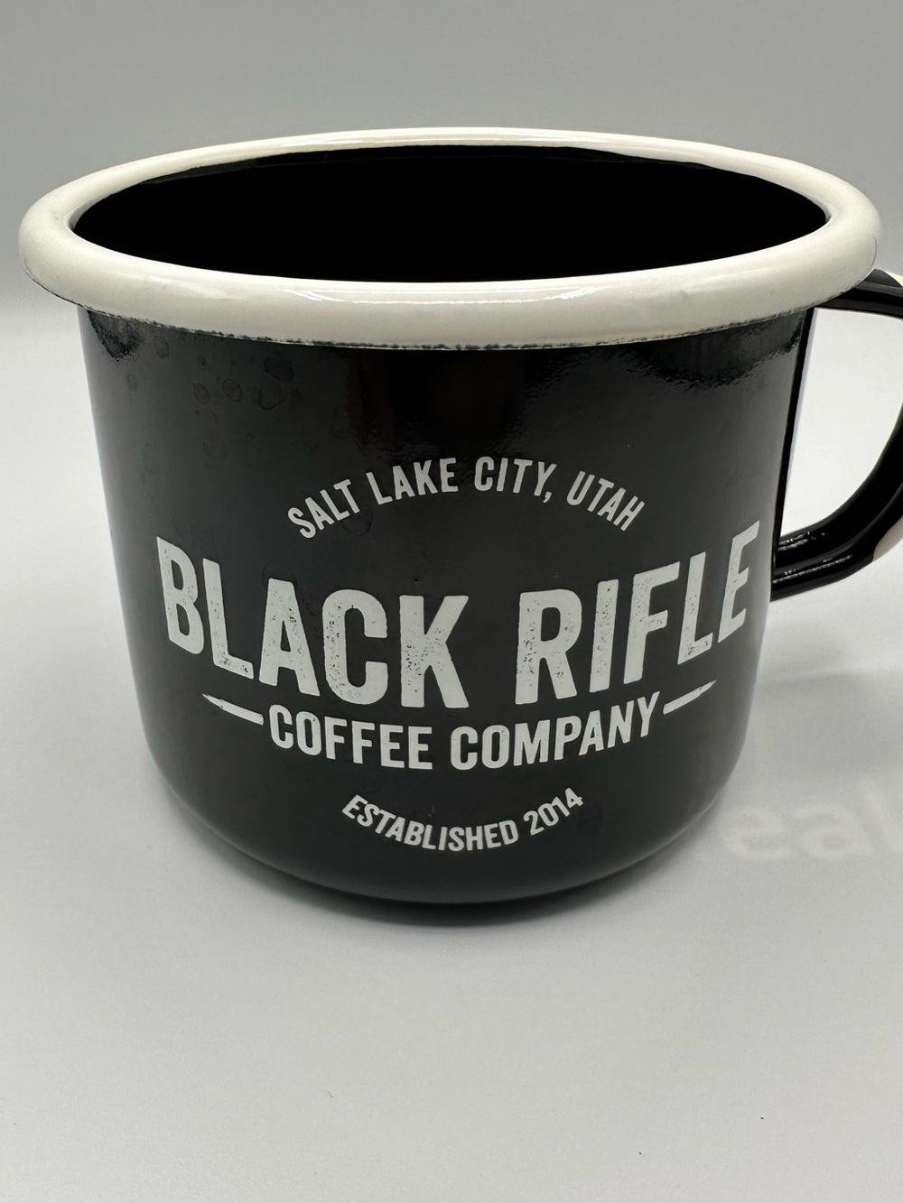 Black Rifle Coffee Company 16oz Enamel Camp Mug Salt Lake City Skull Crossbones